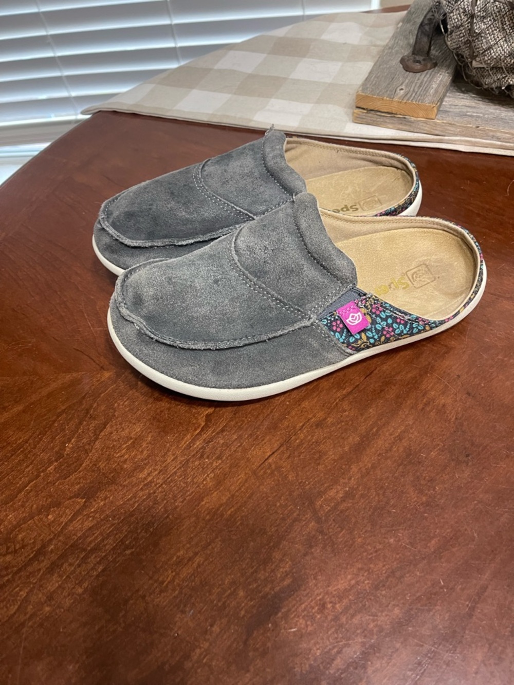 Spenco Siesta Via Slides Clogs Irongate Floral Slip On